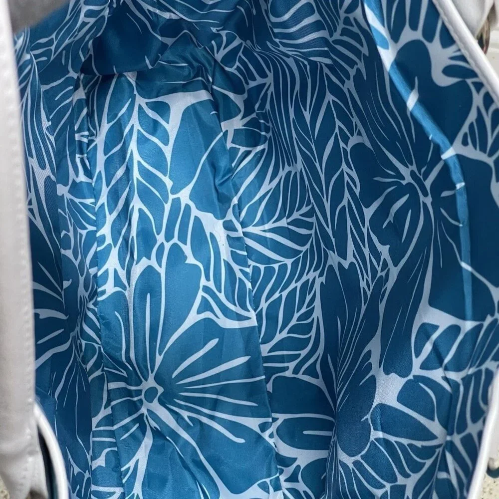 Lancome (Paris) Large Tote Bag Blue  Beach Boho Coastal Grandma Shoulder Purse